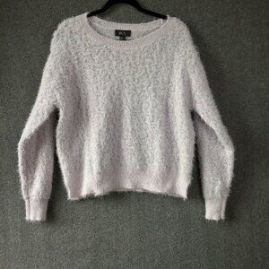 BCX Fuzzy Sweater Lavender Sz L Silver Threads